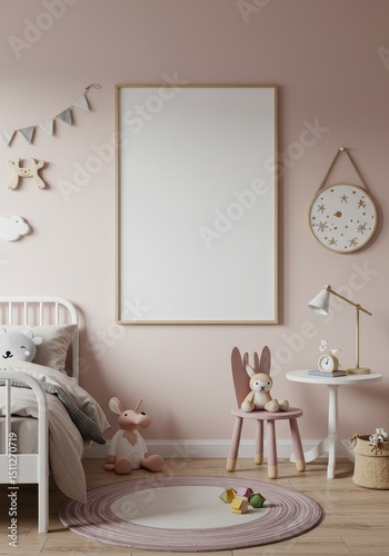 Realistic Mockup Frame Bedroom Interior Wall Decor Home Design