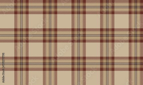 Seamless plaid fabric, cream, brown, white for textiles and clothing design such as skirts, pants, or other clothing, adding a simple and elegant charm to match a variety of styles.
