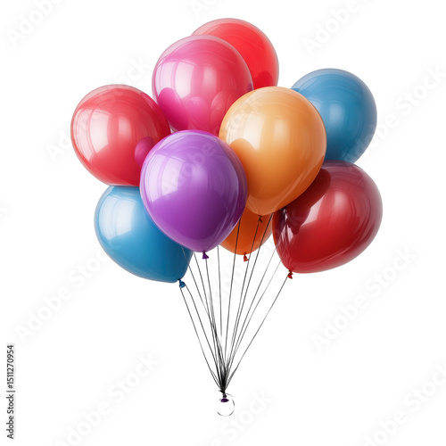 Festive multicolor balloons rising,celebration of joy and birthday fun design element