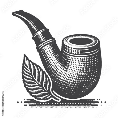 Vintage Hand-Drawn Cerutu Pipe Illustration – Smoking Accessory Engraved Style Vector for T-Shirts, Posters, Stickers, and Classic Leisure Apparel