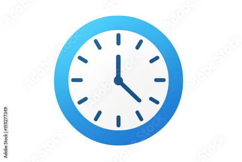 Blue analog clock pointing to 8 o'clock, transparent background, representing punctuality and precise time tracking
