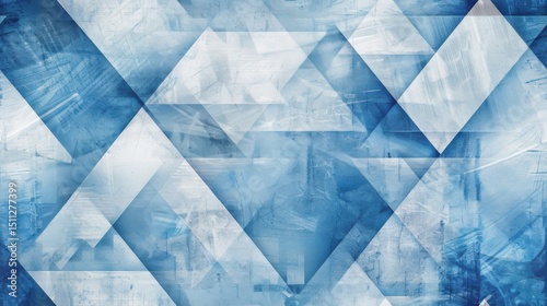 Abstract background featuring a pattern of overlapping triangles in shades of blue and white colors