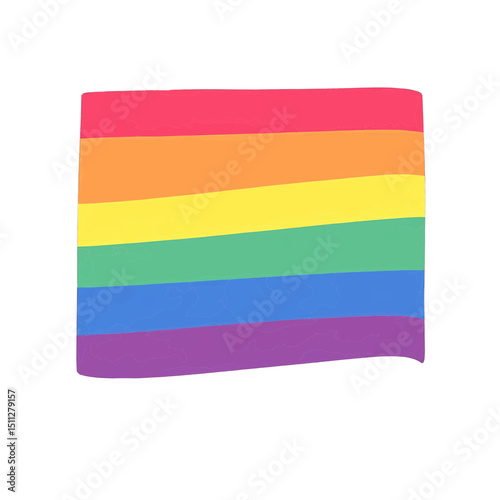 Illustration of a rainbow flag with horizontal stripes on white background