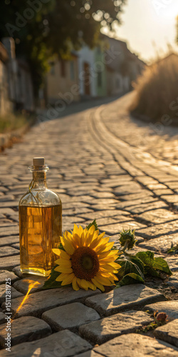 sunflower oil in a bottle photo