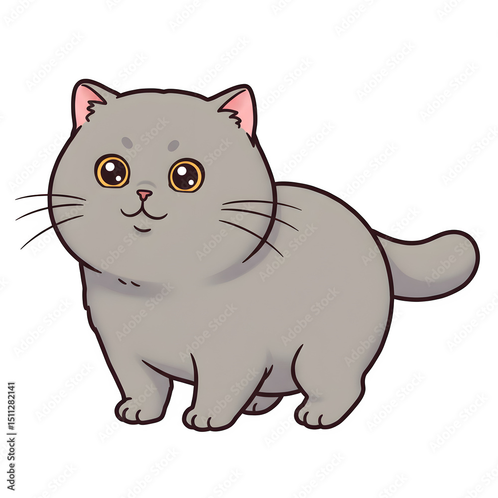 Obraz premium British Shorthair cat illustration cartoon animal. isolated on white or transparent background. PNG