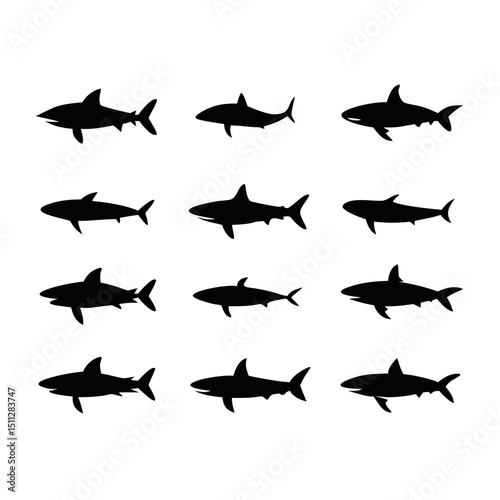Shark vector silhouettes