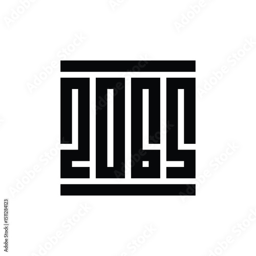2065 happy new year logo text vector illustration, year 2065 monogram logo, white on black background