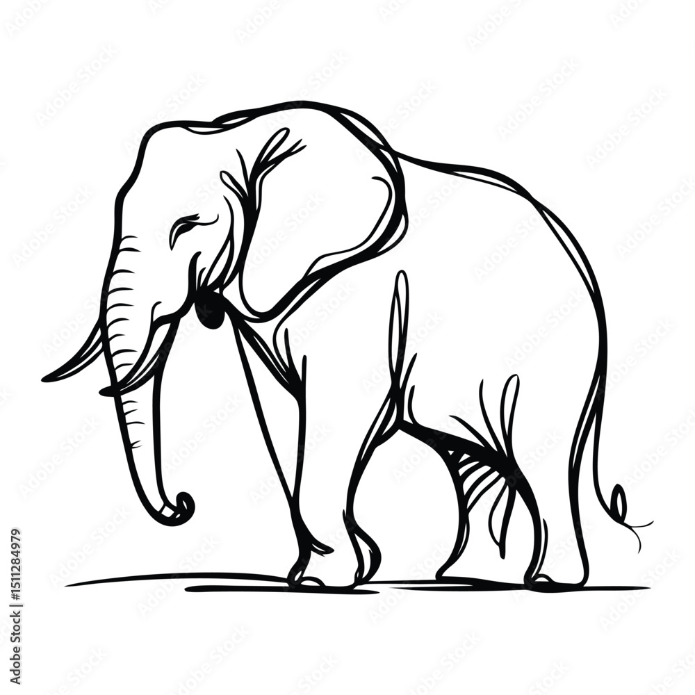 Obraz premium Outline Elephant Logo Vector – Modern Thin Line Animal Emblem