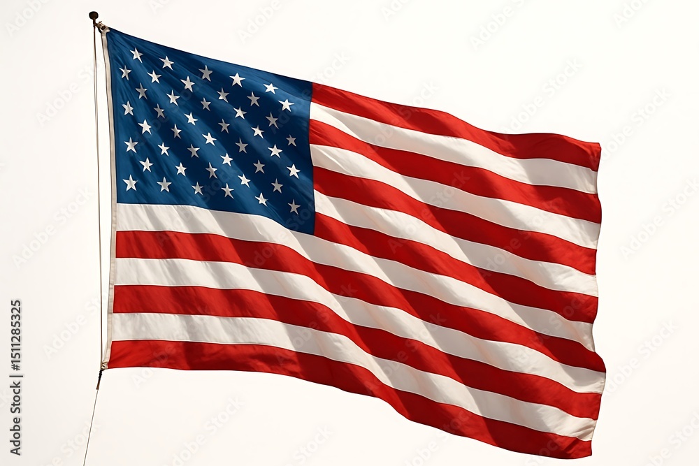 Fototapeta premium American flag waves proudly against a clear sky representing united states patriotism and freedom