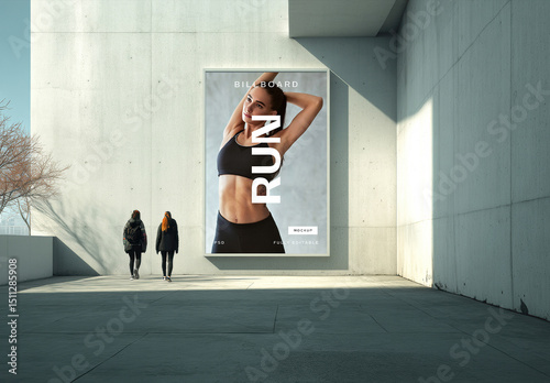 Urban Concrete Billboard Mockup with Fitness Theme