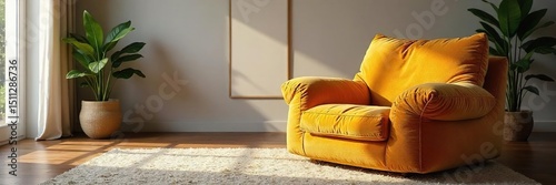 A plush, oversized armchair beckons with soft cushions and a comforting embrace, perfect for unwinding and relaxation Ideal for a cozy living room or quiet reading nook , vintage, cozy