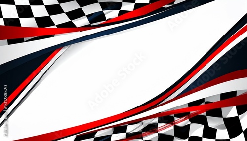 Checkered racing flag with red stripe background - great for digital content