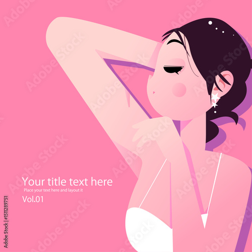 可愛い女性のボデイケアや美容のベクター画像