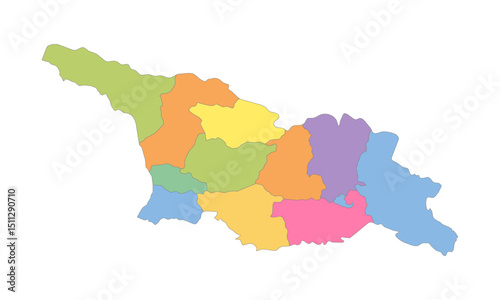 Multicolor Map of Georgia with Regions