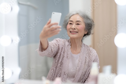 Korean Grandmother's Delightful Self-Portrait An Old Woman's Everyday Skincare Ritual Captures her Natural Beauty and Youthful Glow with Pride