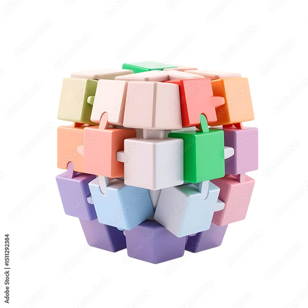 Obraz premium colorful 3d cubic puzzle game shape object.