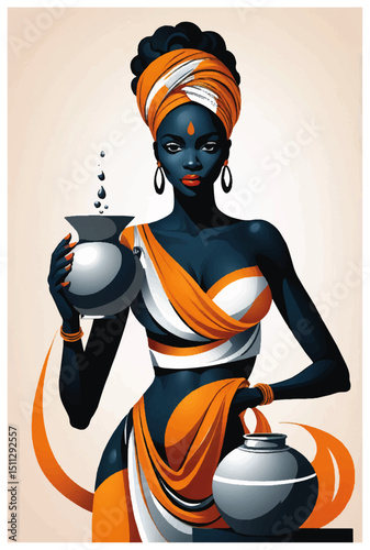 negro woman with two water pots