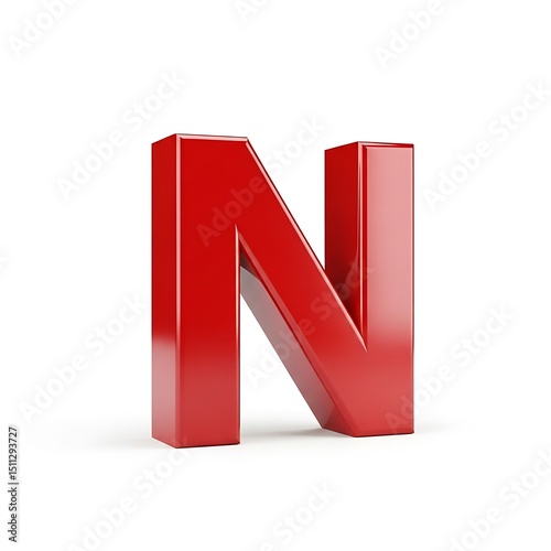 Red Letter N on White Background