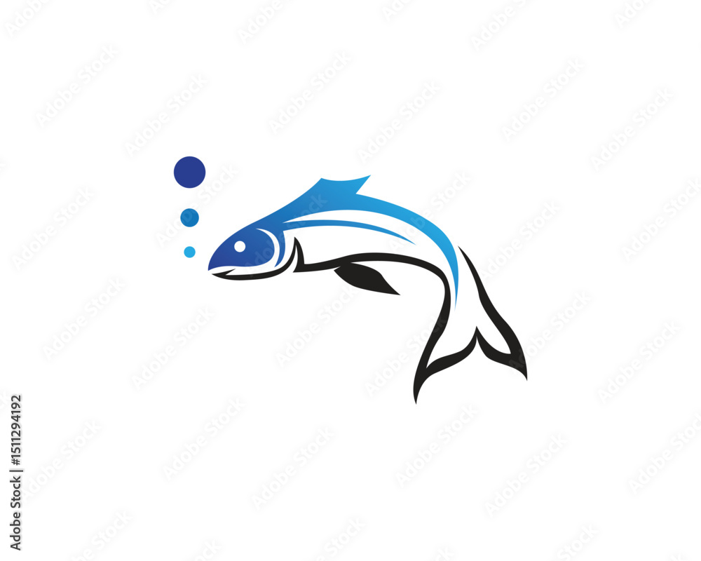 Fototapeta premium Fish logo template. Creative vector symbol of fishing club or online