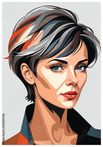 woman with a modern hair style looking forward  