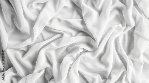 A close up shot of a wrinkled white fabric creating soft folds and shadows in a delicate arrangement