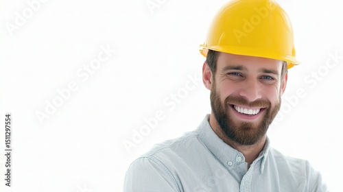 Wallpaper Mural Smiling Engineer in Hardhat with White Background Torontodigital.ca
