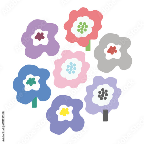 北欧風の可愛らしいお花イラストシンプル
