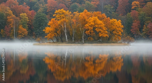 autumn landscape with lake By Generated AI
