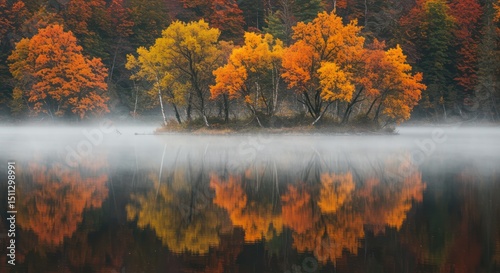 autumn landscape with lake By Generated AI