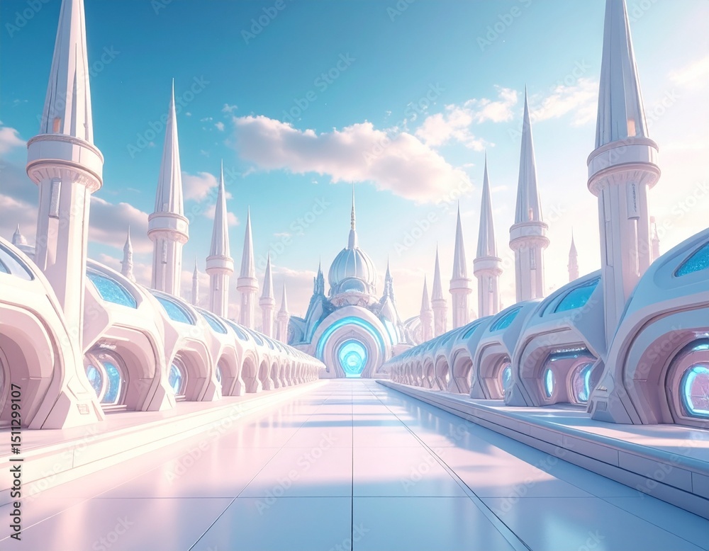 Obraz premium 空が見えるおしゃれで近未来的なお城