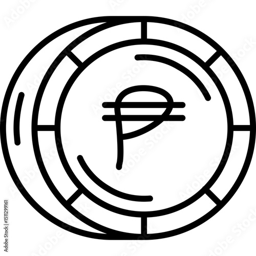 Cuban Peso Coin Vector Icon – Cuban Currency Symbol in Metallic Coin Design, Perfect for Financial Graphics, Currency Charts, and Economic Materials
