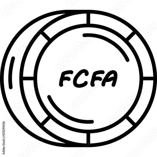 West African CFA Franc Coin Vector Icon – WAEMU Regional Currency Coin for Francophone Africa Financial Systems, Currency Conversion Charts, and Economic Presentations photo