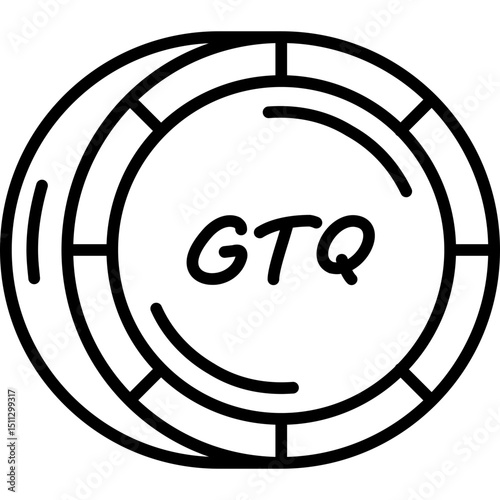Guatemalan Quetz Coin Vector Icon – Guatemala’s Currency Coin Symbol for Latin American Economic Charts, Banking Platforms, and Forex Applications