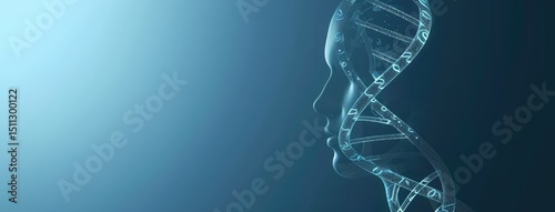 Human Profile with Digital DNA Structure Concept