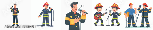 firefighter character vector is singing