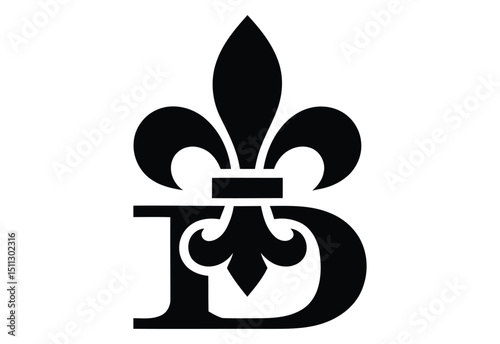 Elegant B Letter Logo with Fleur de Lis Symbol  Luxury Monogram Design