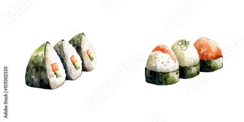onigiri watercolor vector illustration