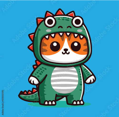Adorable Shiba Inu in Green T-Rex Outfit – Funny Pet Vector Art - Cartoon Shiba Dressed as Dinosaur – Cute Animal Costume Design - Happy Shiba Inu in Dino Pajamas – Flat Style Pet Character