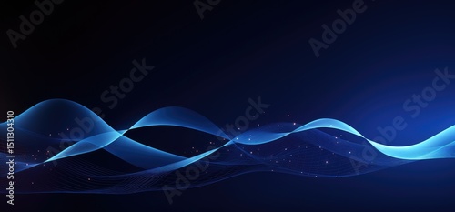 Abstract Blue Waves on Dark Background