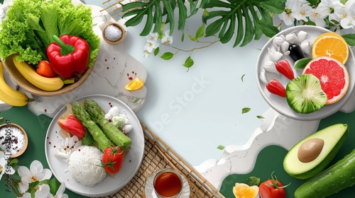 Fresh Colorful Ingredients for Healthy Cooking and Bright Dishes