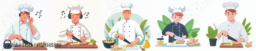 chef character vector slicing ginger