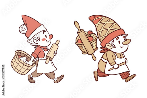 Funny cartoon boy character with a big smile and a clown hat holds an ice cream cone in