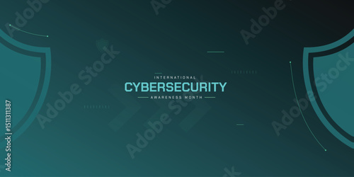 International cyber security awareness month is observed. flat design Cyber security banner gradient color blue