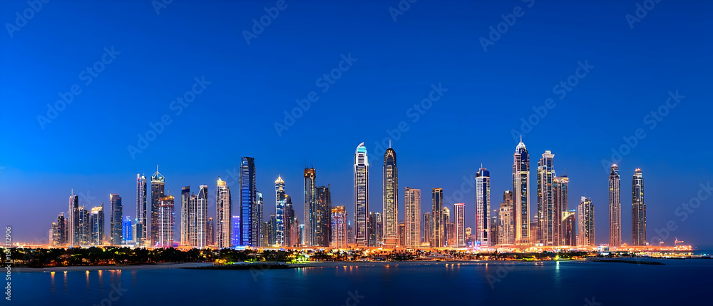 Obraz premium Illuminated Dubai Skyline at Night