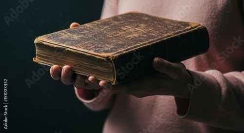 Holding a Very Old and Worn Book Carefully
