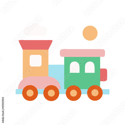 Cute toy train illustration for kids' learning and play content