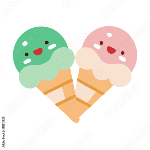Cute ice cream cones illustration for children’s summer themes