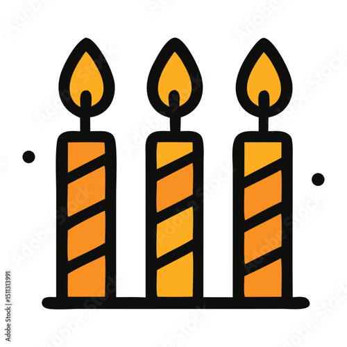 Candlelight Serenade: Three vibrant candles, their flames dancing in unison, cast a warm glow, symbolizing celebration, remembrance, and the enduring power of light.
