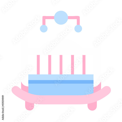 Icon of colorful rocking cradle for infants in pastel pink and blue design for soothing and comfort