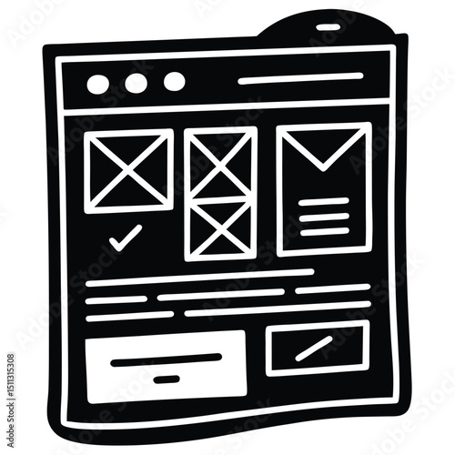 Black and white mail icon set for web communication